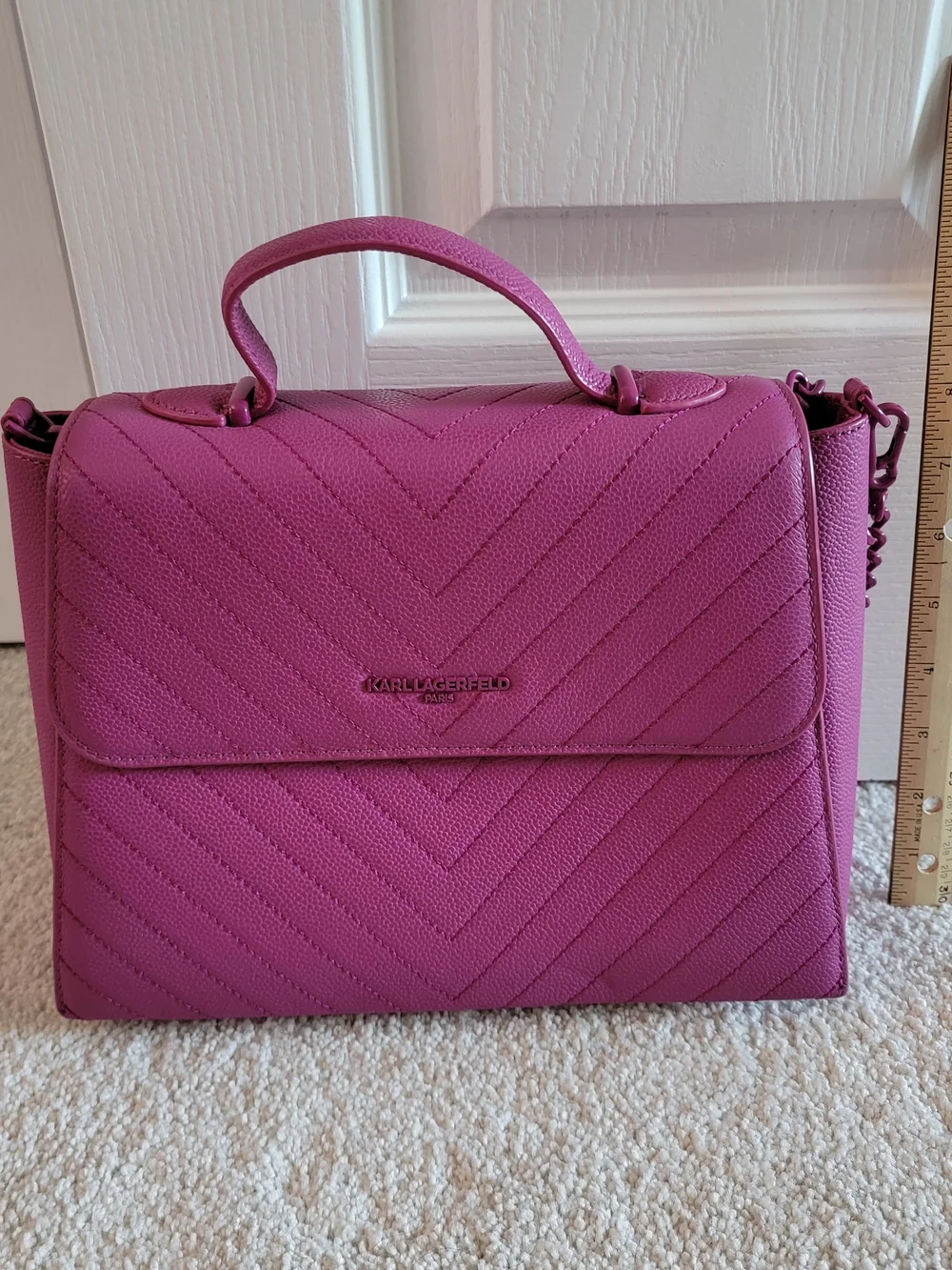 Karl Lagerfeld Pink Chevron Top-Handle Satchel